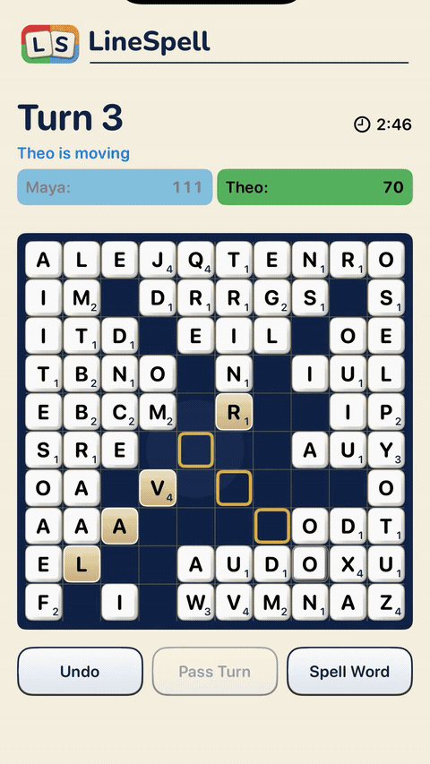 FLAVOR spelled along a diagonal, tiles turning green