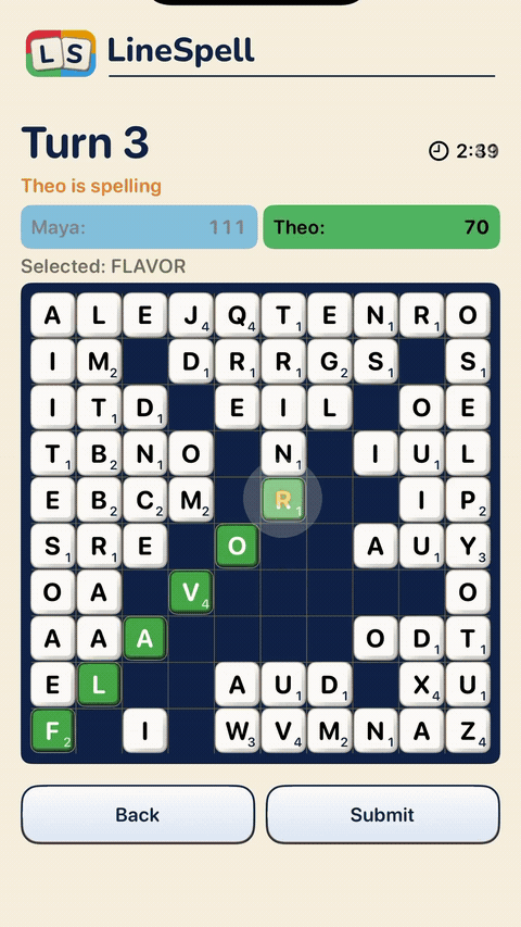 Score burst and confetti after submitting a word